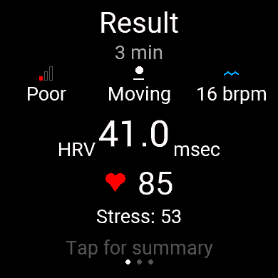 HRV+ result screen screenshot